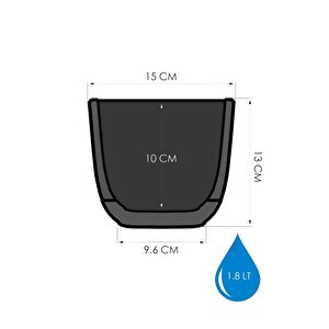 Krs-383 Dekoratif Plastik Mercan Kare Saksı 1.8 Litre No 3 Antrasit