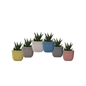 Krs-381 Dekoratif Plastik Mercan Kare Saksı 0.27 Lt 6 Renk Set