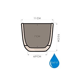 Krs-382 Dekoratif Plastik Mercan Kare Saksı 0.67 Litre No 2 Bej