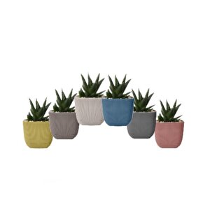 Krs-382 Dekoratif Plastik Mercan Kare Saksı 0.67 Lt 6 Renk Set