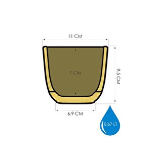Krs-382 Dekoratif Plastik Mercan Kare Saksı 0.67 Litre No 2 Mat Sarı