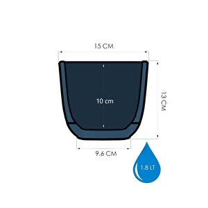 Krs-383 Dekoratif Plastik Mercan Kare Saksı 1.8 Litre No 3 Gece Mavisi