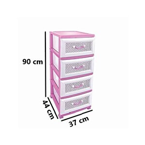 Srl-4001 Delikli Plastik Komidin Mutfak Sebzelik 4 Katlı Pembe