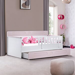 Flora Çocuk Odası Takımı, Flora Yavrulu Karyola, Dolunay 2 Kapaklı Dolap, Kitaplık - Pembe