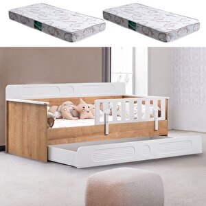Yavrulu Karyola, Flora Yavrulu Montessori Karyola - Ceviz + 2 Adet Comfort Yatak