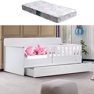 Yavrulu Karyola, Flora Yavrulu Montessori Karyola - Beyaz + 1 Adet Comfort Yatak
