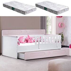 Yavrulu Karyola, Flora Yavrulu Montessori Karyola - Pembe + 2 Adet Comfort Yatak