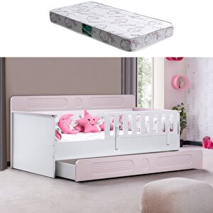 Yavrulu Karyola, Flora Yavrulu Montessori Karyola - Pembe + 1 Adet Comfort Yatak