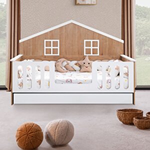 Yavrulu Karyola, Bello Yavrulu Montessori Yatak - Ceviz + 2 Adet Comfort Yatak