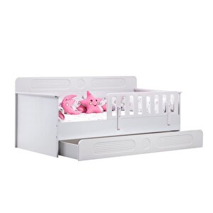 Yavrulu Karyola, Flora Yavrulu Montessori Karyola - Beyaz + 2 Adet Comfort Yatak