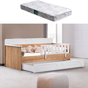 Yavrulu Karyola, Flora Yavrulu Montessori Karyola - Ceviz + 1 Adet Comfort Yatak