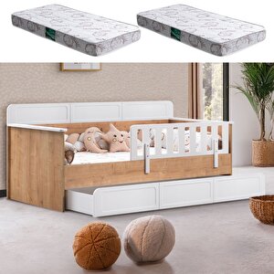 Yavrulu Karyola, Mira Yavrulu Montessori Karyola - Ceviz + 2 Adet Comfort Yatak