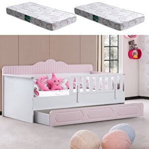 Yavrulu Karyola, Flower Yavrulu Montessori Karyola - Pembe + 2 Adet Comfort Yatak