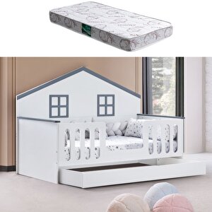 Yavrulu Karyola, Bello Yavrulu Montessori Yatak - Gri + 1 Adet Comfort Yatak