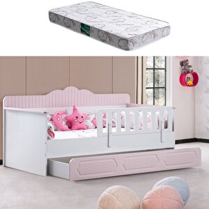 Yavrulu Karyola, Flower Yavrulu Montessori Karyola - Pembe + 1 Adet Comfort Yatak