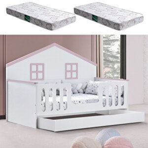 Yavrulu Karyola, Bello Yavrulu Montessori Yatak - Pembe + 2 Adet Comfort Yatak