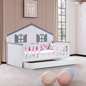 Yavrulu Karyola, Poli Yavrulu Montessori Yatak - Gri + 1 Adet Comfort Yatak