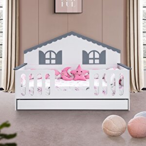 Yavrulu Karyola, Poli Yavrulu Montessori Yatak - Gri + 1 Adet Comfort Yatak