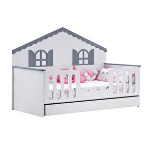 Yavrulu Karyola, Poli Yavrulu Montessori Yatak - Gri + 1 Adet Comfort Yatak
