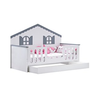 Yavrulu Karyola, Poli Yavrulu Montessori Yatak - Gri + 1 Adet Comfort Yatak