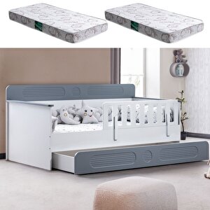 Yavrulu Karyola, Flora Yavrulu Montessori Karyola - Gri + 2 Adet Comfort Yatak