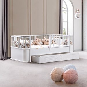 Yavrulu Karyola, Antalya Montessori Yavrulu Yatak - Beyaz + 1 Adet Comfort Yatak