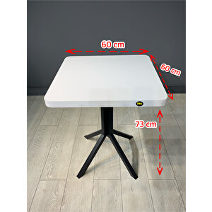 Zeren Kare Beyaz Balkon Masası Mutfak Yemek Masası 60 Cm