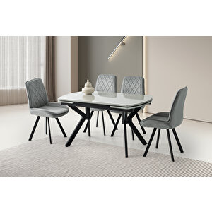 Steel Hg Masa, Alora Sandalye, Açik Gri̇, 130x80