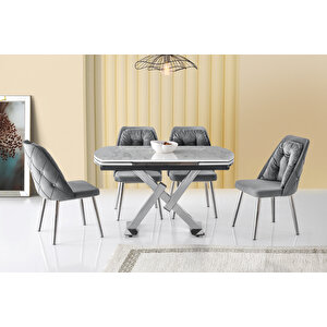 Steel Hg Masa, Konfor Sandalye, Marmo, 130x80