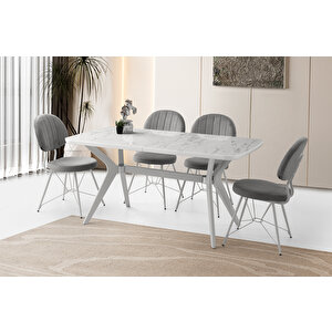 Zümrüt Masa, Metax Sandalye, Marmo Hg, 160x90