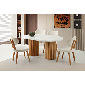 Truva Masa, Si̇ri̇us Sandalye, Beyaz, 160x90