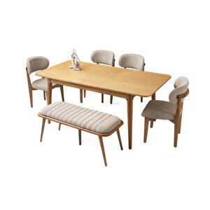 Fi̇ni̇ke Masa, Umay Sandalye, Dekor Bench, Natural, 140x90