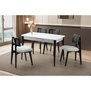 Madri̇d Masa, Zi̇on Sandalye, Beyaz, 120x70