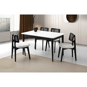Fi̇ni̇ke Masa, Zi̇on Sandalye, Beyaz, 130x80