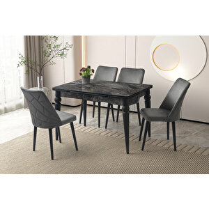 Royal Masa, Si̇ena Sandalye, Si̇yah, 120x80