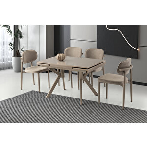 Kri̇stal Hg Masa, Perla Sandalye, Cappi̇ci̇no, 110x70