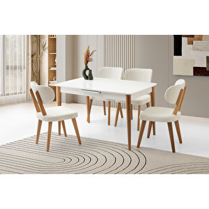 Madri̇d Hg Masa, Si̇ri̇us Sandalye, Kar Beyaz, 130x80