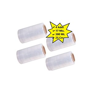 Palet Dilimli Streç 25 Cm 17 Mic.  1000gr / 300mt. Şeffaf 4 adet