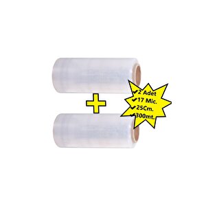 Palet Dilimli Streç 25 Cm 17 Mic.  1000gr / 300mt. Şeffaf 2 adet