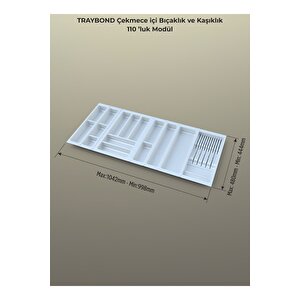 Çekmece Içi Kaşıklık Ve Bıçaklık Düzenleyici Beyaz, 104x48 Yandan Ve Boydan 4cm Kesilebilir