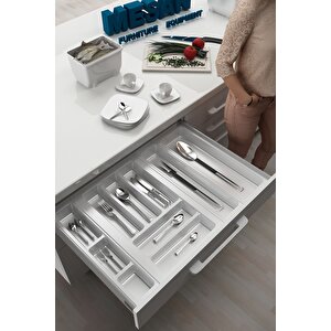 Mutfak Çekmece Içi Kaşıklık 64cm X 48cm Yanlar Ve Boydan 4cm Kesilebilir, Beyaz