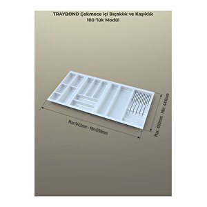Çekmece Içi Kaşıklık Ve Bıçaklık Düzenleyici Beyaz, 94x48 Yandan Ve Boydan 4cm Kesilebilir