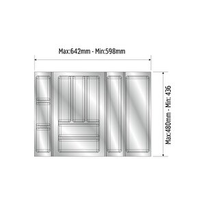 Mutfak Çekmece Içi Düzenleyici, Kaşıklık 64cm X 48cm Yanlar Ve Boydan 4cm Kesilebilir, Antrasit