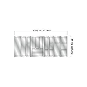 Mutfak Çekmece Içi Kaşıklık 114cm X 48cm Yanlar Ve Boydan 4cm Kesilebilir, Beyaz