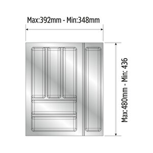 Mutfak Çekmece Içi Kaşıklık 39cm X 48cm Yanlar Ve Boydan 4cm Kesilebilir, Beyaz