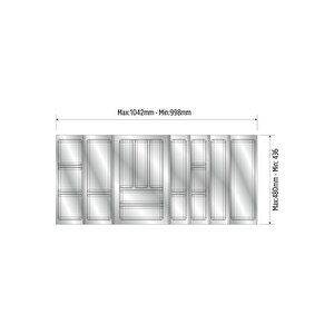 Mutfak Çekmece Içi Kaşıklık 104cm X 48cm Yanlar Ve Boydan 4cm Kesilebilir, Beyaz