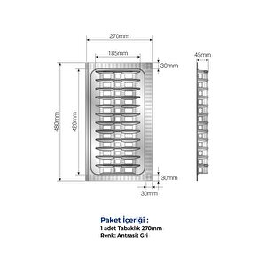 Çekmece Içi Tabaklık 27cmx48cm, Antresit (3cm En Ve 6 Cm Boydan Kesilebilir)