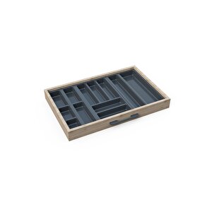 Mutfak Çekmece Içi Düzenleyici, Kaşıklık 74cm X 48cm Yanlar Ve Boydan 4cm Kesilebilir, Antrasit
