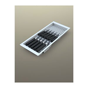 Mutfak Çekmece Içi Beyaz Modüler Bıçaklık 20,5cm X 48cm (boydan 4cm Kesilebilir)