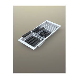 Mutfak Çekmece Içi Beyaz Modüler Bıçaklık 20,5cm X 48cm (boydan 4cm Kesilebilir)
